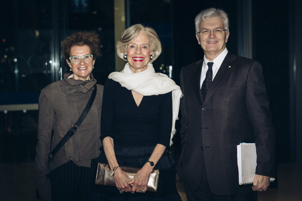 Photo of Carol Schwarts (left), Dame Quentin Bryce (centre), and Professor Glyn Davis, CEO of the Paul Ramsay Foundation.
